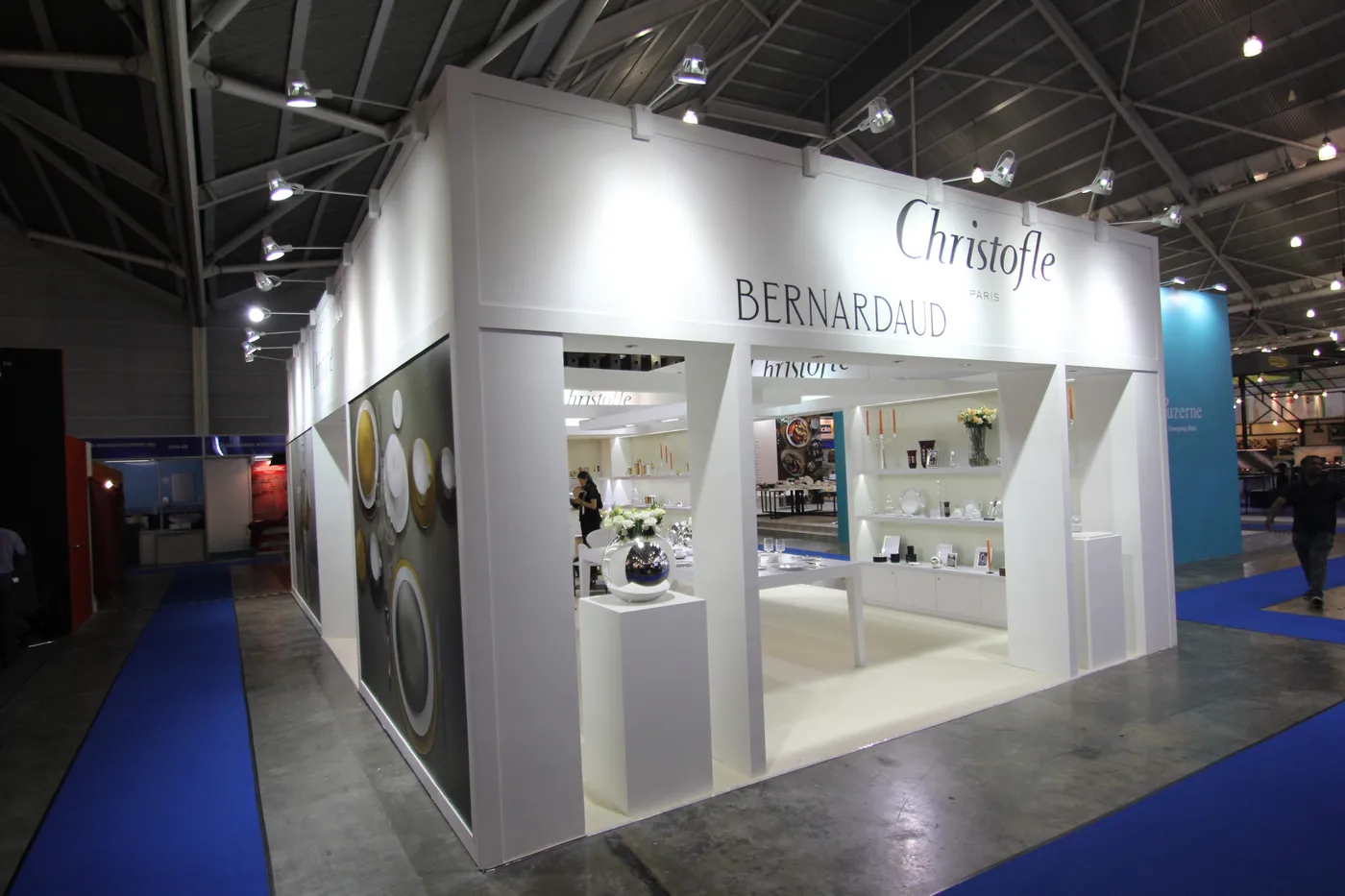 Modern white exhibition stand built for an international trade show